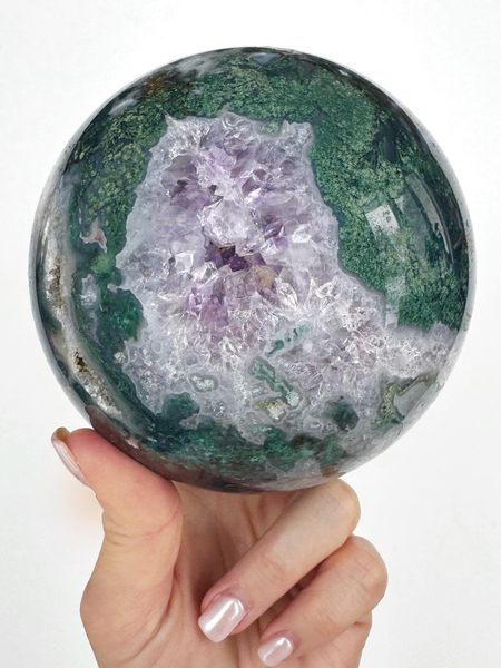 Purple factory Moss Agate Sphere (Large)